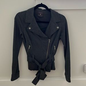 Grey Asymmetric Jacket with Zipper